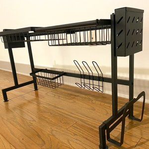 Black Stainless Steel Standing Wide Over Sink Dish Drying Rack